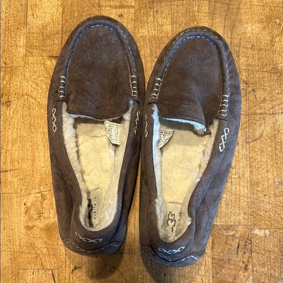 UGG Chocolate Suede Moccasin Loafers - Picture 3 of 4